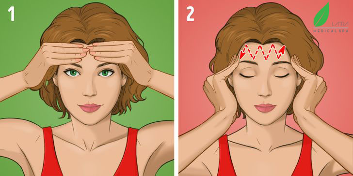 Massage trán theo đường zíc zắc