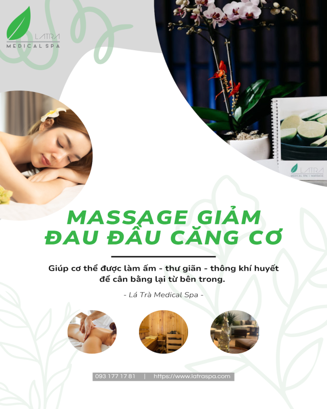 Massage giảm đau đầu căng cơ tại Lá Trà Medical Spa — chăm sóc nhẹ nhàng, hiệu quả tự nhiên